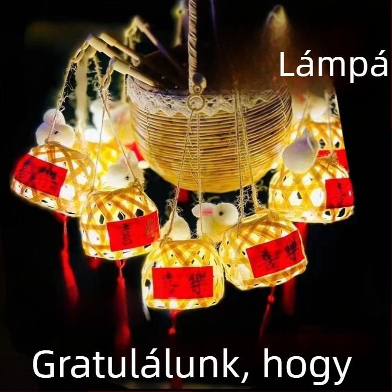 Chaoshan stílusú bambusz fonott lámpa világítással — kis lámpás éjszakai piacra