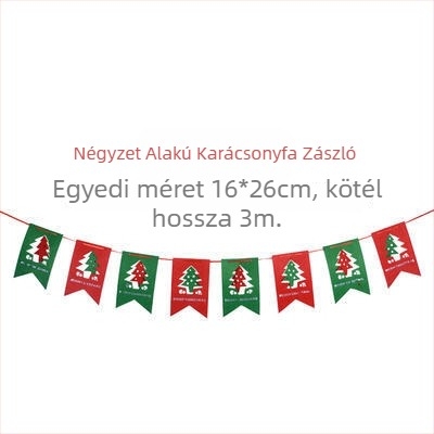 Karácsonyi filc díszek háromszög lobogókkal – függő ablakdekoráció