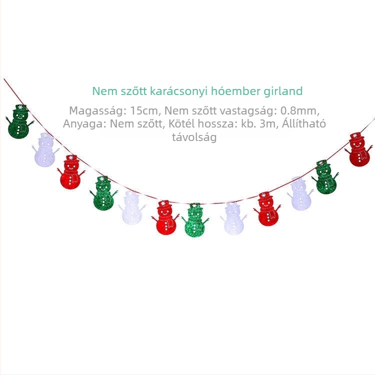Karácsonyi filc díszek háromszög lobogókkal – függő ablakdekoráció
