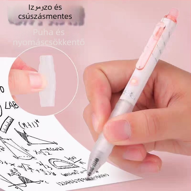 Nyomógombbal működő, radírozható víz toll gyerekeknek, 0,5 mm hegy, kristálykék test, fekete tinta
