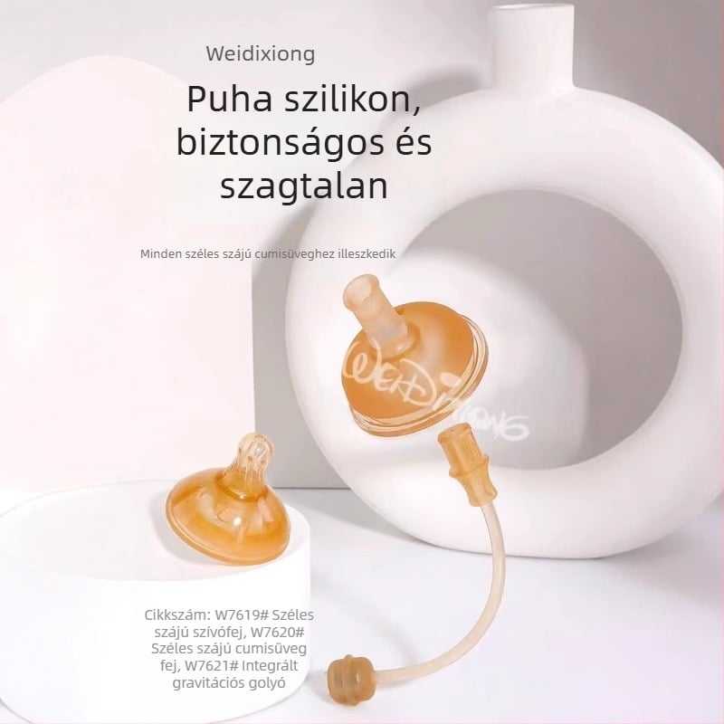 Widie Bear cumisüveg és szívószál kiegészítők, szilikon nano-ezüsttel, széles szájú, univerzális