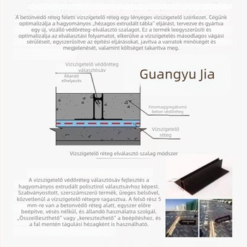 Műanyag T-alakú elválasztó profil tetőhöz cementes vízszigeteléshez