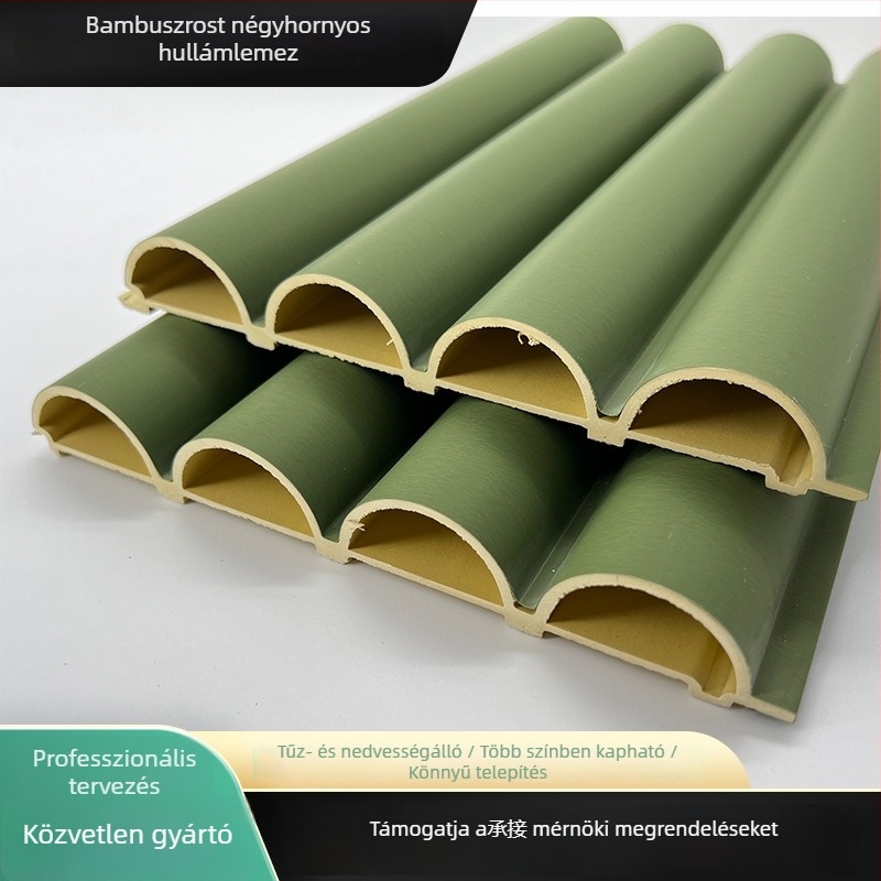 Egyedi ökológiai fa félkör alakú dekorpanel hullámmintával, bambusz rostból készült falpanel