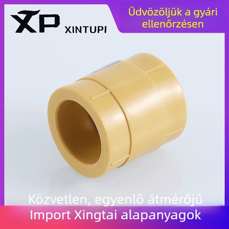 Sárga PPR csőillesztékek 1/2-inch és 3/4-inch csövekhez, azonos átmérő, egyenes csatlakozók otthoni vízvezetékhez