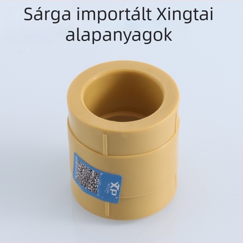 Sárga PPR csőillesztékek 1/2-inch és 3/4-inch csövekhez, azonos átmérő, egyenes csatlakozók otthoni vízvezetékhez