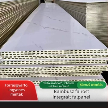 Integrált falpanelek bambusz-fa rostból belső dekorációhoz – önszerelésű burkolópanelek, fa furnérhatású panelek, szénkristály panelek