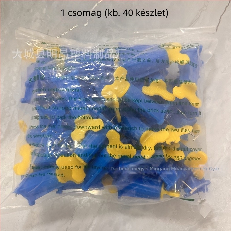 Új, megerősített, nagy méretű egykezes csempe szintező eszköz, cserélhető tűvel a fugák pozicionálásához