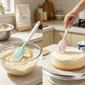 Integrált szilikon spatula, nagy méretű, puha spatula süteményekhez és krémekhez, élelmiszer-minőségű, tapadásmentes konyhai spatula.