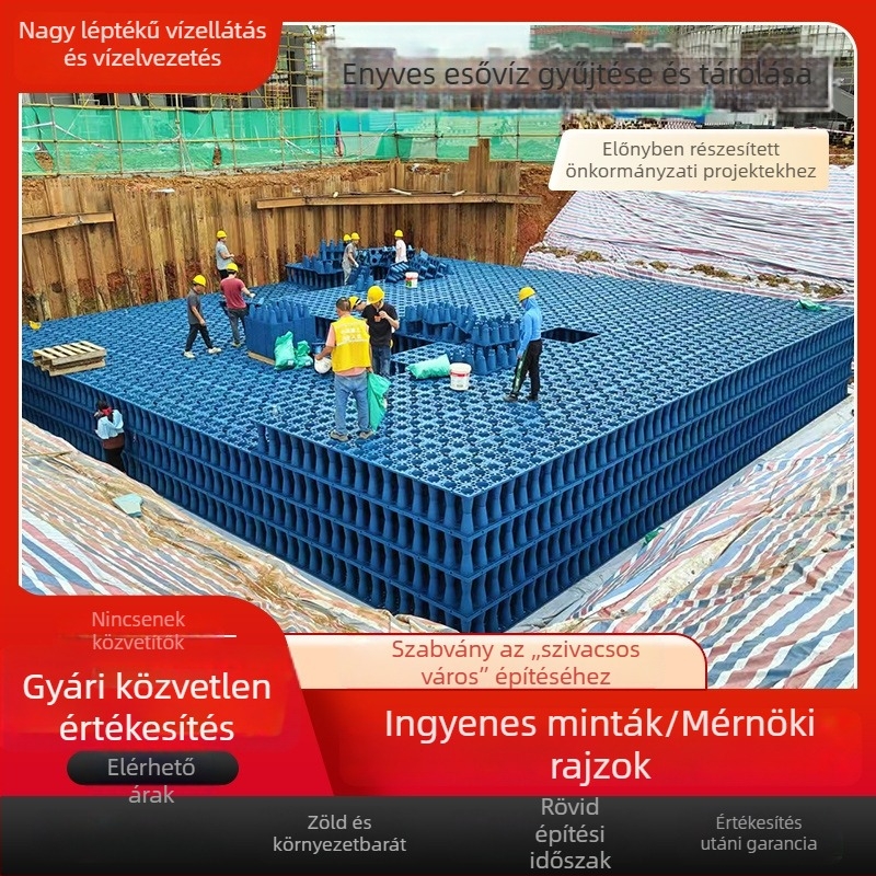 Esővízgyűjtő PP-modul és víztároló rendszer Sponge City újrahasznosítási rendszer