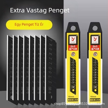 18 mm-es teljesen fekete, nagy vágópenge, vastított élű, tapéta és falak összekapcsolásához, ipari minőség