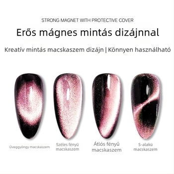 Körömdekorációhoz tartozó multifunkcionális eszköz cat-eye effektussal, védőburkolattal, hengeres erős mágnessel a kreatív mintákhoz