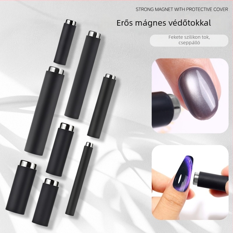 Körömdekorációhoz tartozó multifunkcionális eszköz cat-eye effektussal, védőburkolattal, hengeres erős mágnessel a kreatív mintákhoz