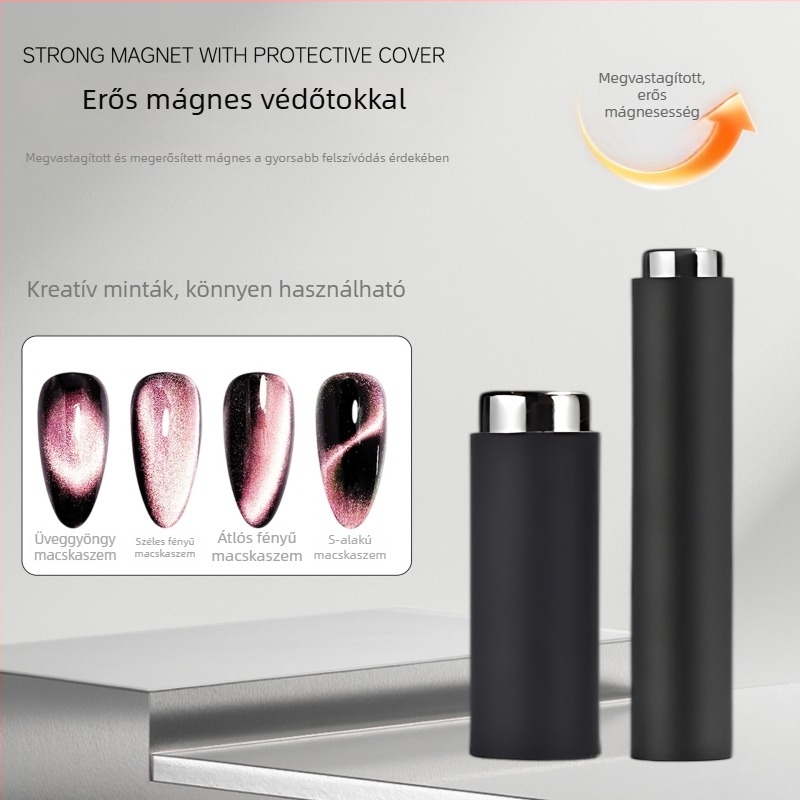 Körömdekorációhoz tartozó multifunkcionális eszköz cat-eye effektussal, védőburkolattal, hengeres erős mágnessel a kreatív mintákhoz