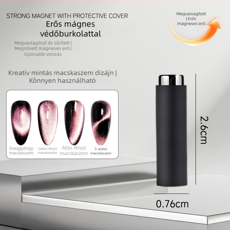 Körömdekorációhoz tartozó multifunkcionális eszköz cat-eye effektussal, védőburkolattal, hengeres erős mágnessel a kreatív mintákhoz