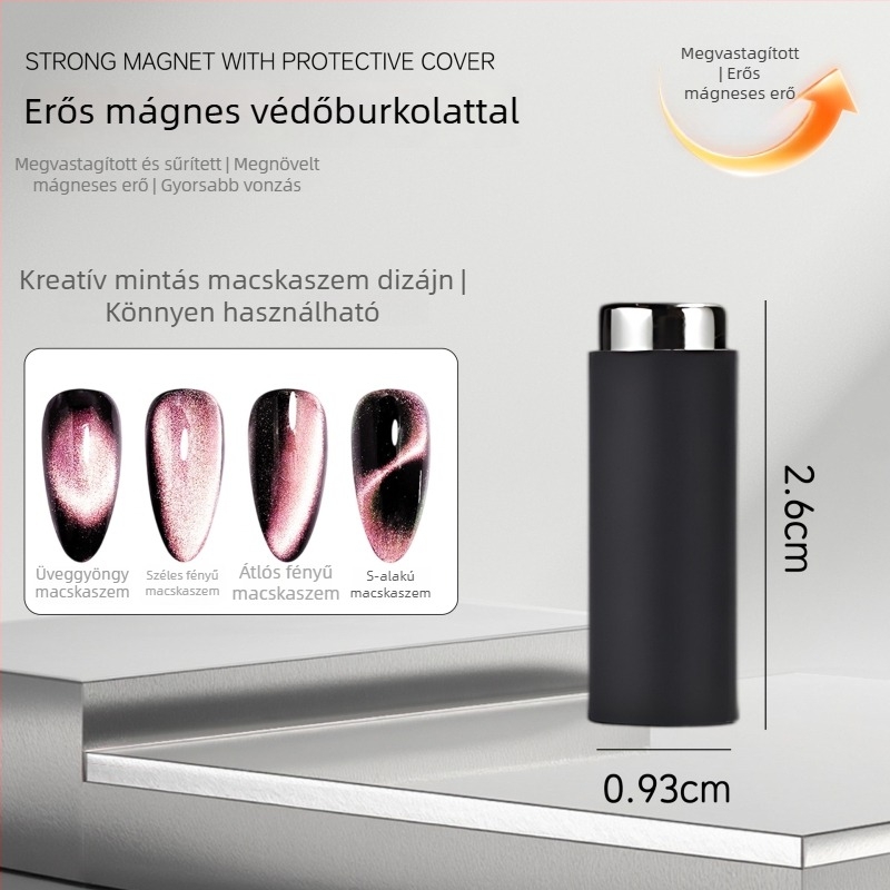Körömdekorációhoz tartozó multifunkcionális eszköz cat-eye effektussal, védőburkolattal, hengeres erős mágnessel a kreatív mintákhoz