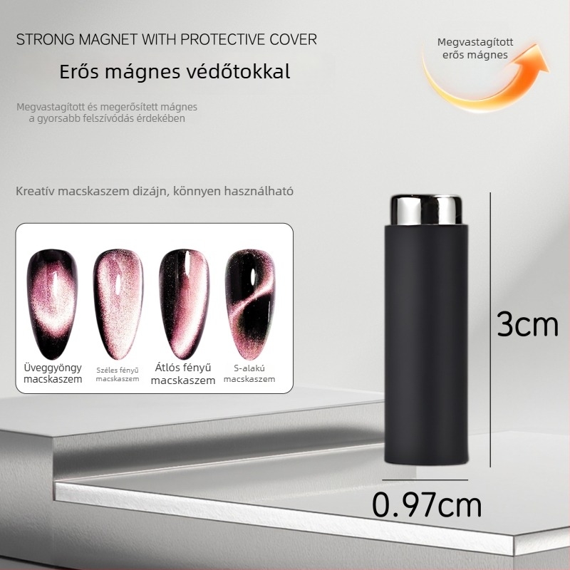 Körömdekorációhoz tartozó multifunkcionális eszköz cat-eye effektussal, védőburkolattal, hengeres erős mágnessel a kreatív mintákhoz