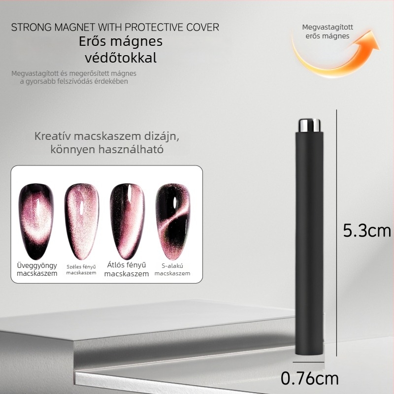 Körömdekorációhoz tartozó multifunkcionális eszköz cat-eye effektussal, védőburkolattal, hengeres erős mágnessel a kreatív mintákhoz