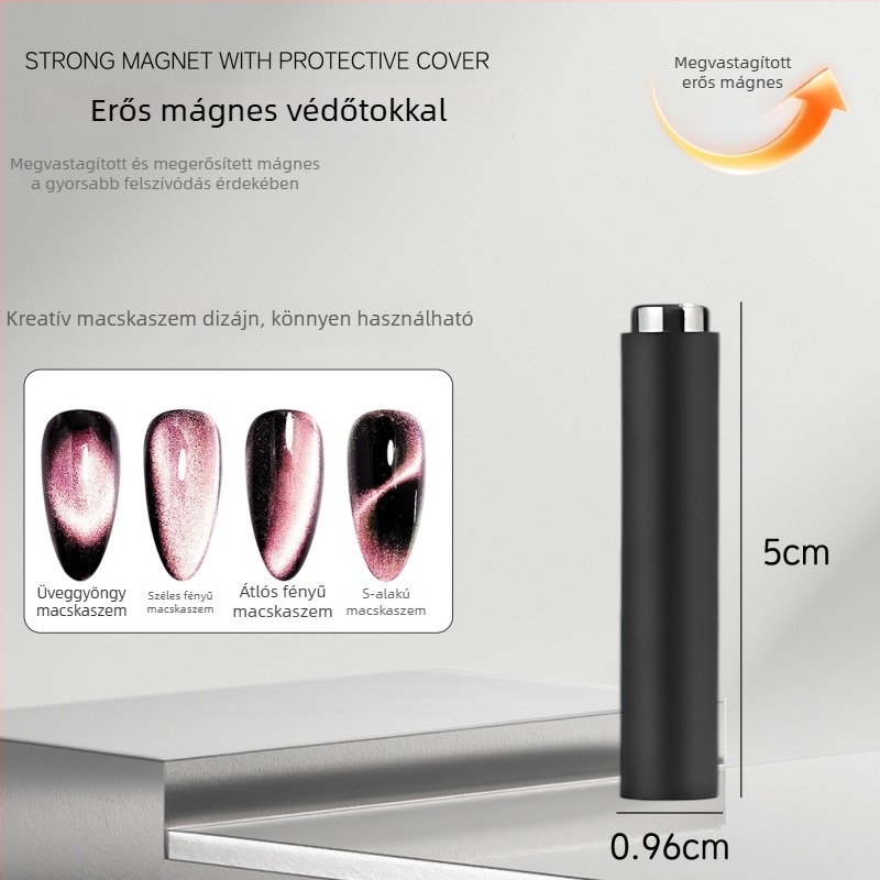 Körömdekorációhoz tartozó multifunkcionális eszköz cat-eye effektussal, védőburkolattal, hengeres erős mágnessel a kreatív mintákhoz