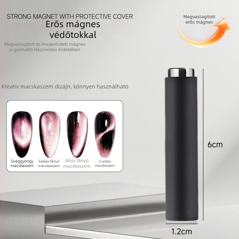 Körömdekorációhoz tartozó multifunkcionális eszköz cat-eye effektussal, védőburkolattal, hengeres erős mágnessel a kreatív mintákhoz