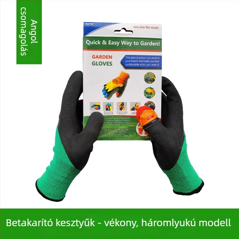 Szedő kesztyű beépített hüvelykujjas késsel a paprika, bab és tea szedéséhez