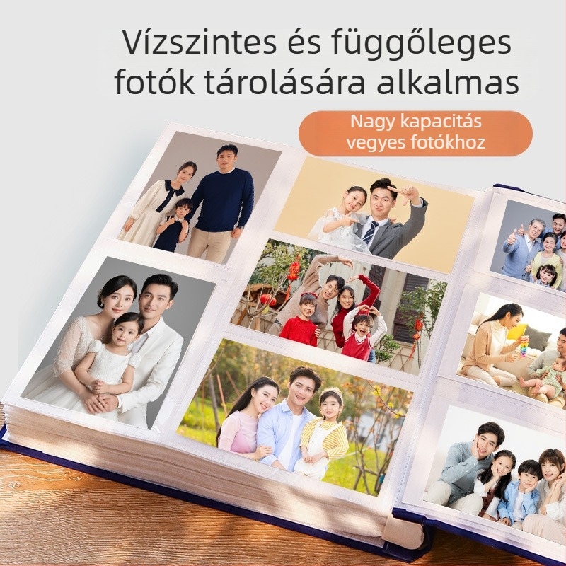 Fotóalbum beillesztett lapokkal, 5/6/7 hüvelyk, családi és babafotók tárolására, növekedési emlékek albumja