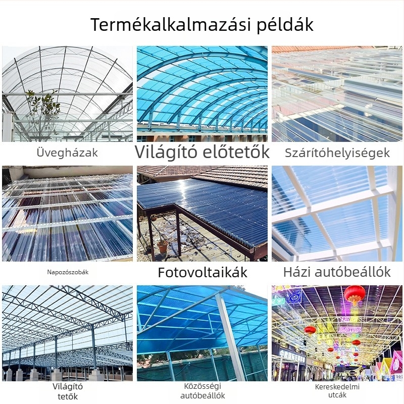 Teljesen átlátszó polikarbonát világító panel tetőkhöz, előtetőkhöz és erkélyekhez; megerősített fényáteresztő panel, modell 840