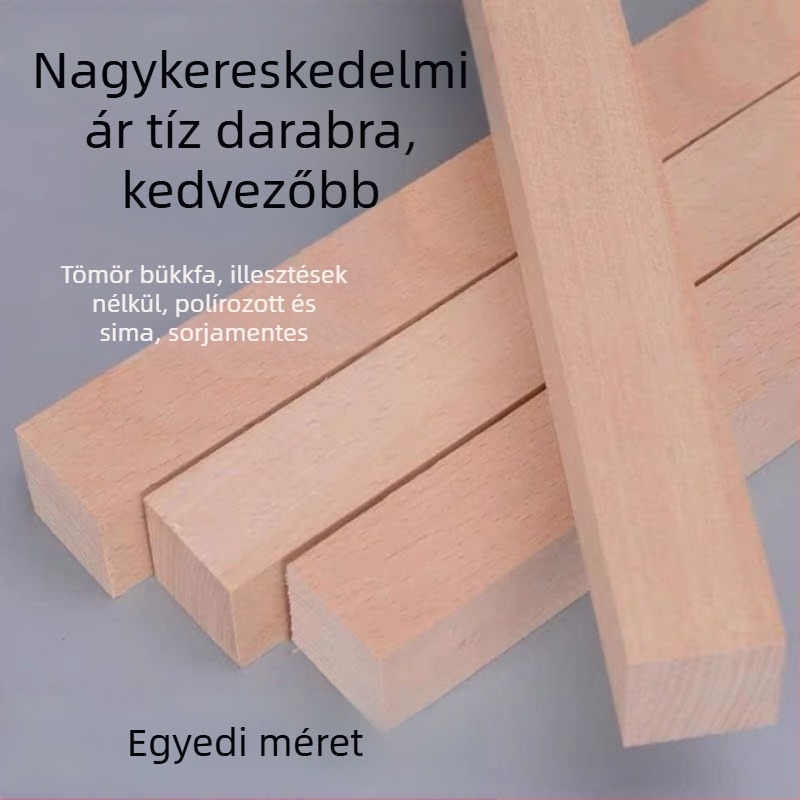 Bükkfa csíkok és tömörfa deszkák DIY faragási gyakorlatokhoz, nyers asztali felület, téglalap alakú méretek
