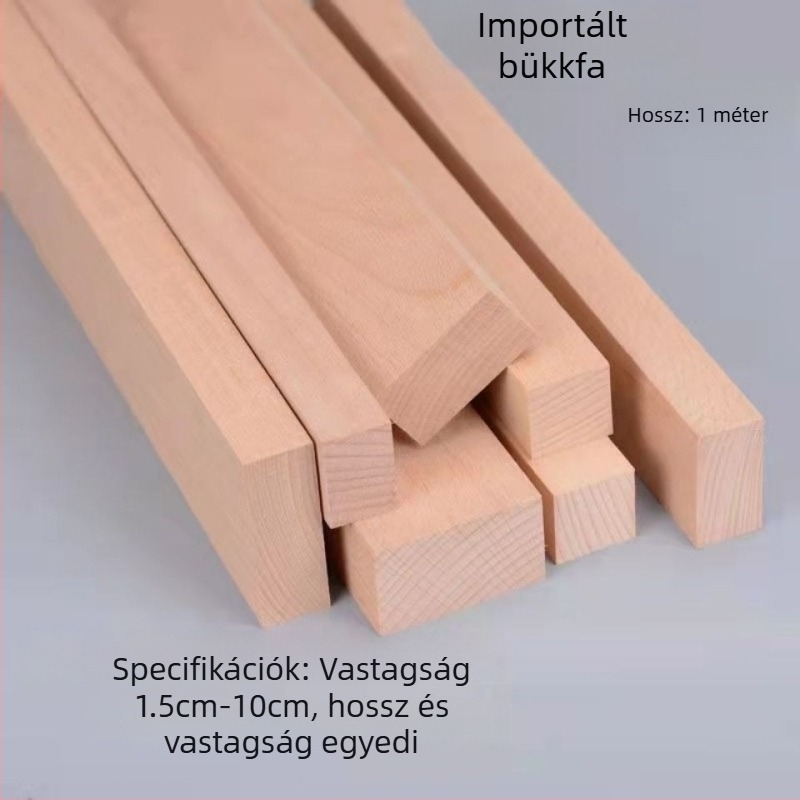 Bükkfa csíkok és tömörfa deszkák DIY faragási gyakorlatokhoz, nyers asztali felület, téglalap alakú méretek