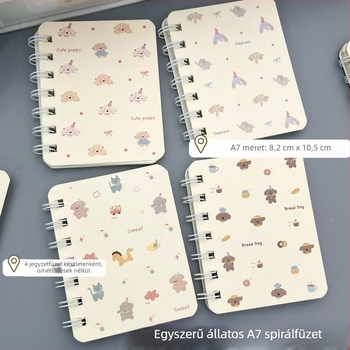 A7-es spirálfüzet állatmintával, kompakt zsebméretű vázlatfüzet lányoknak, magas esztétikai vonzerővel
