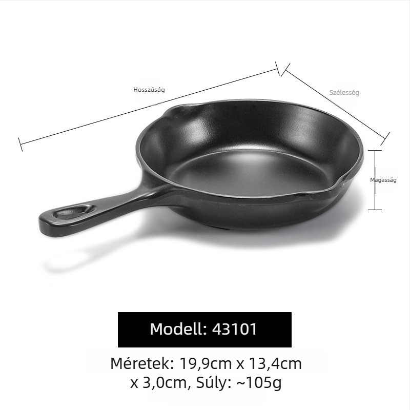 Fekete melamin tányér fogantyúval forró pothoz és grillhez, lapos rizs tál matt felülettel éttermi használatra