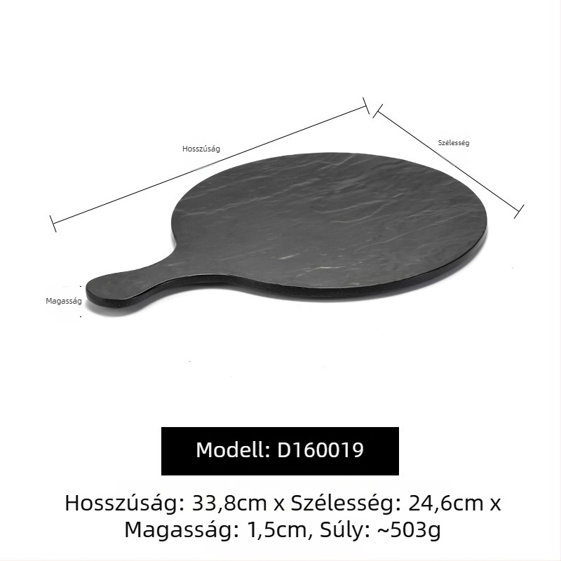 Fekete melamin tányér fogantyúval forró pothoz és grillhez, lapos rizs tál matt felülettel éttermi használatra