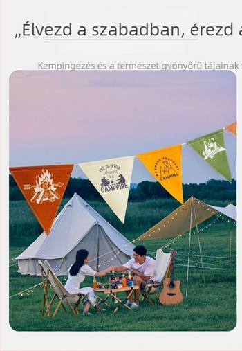 Többszínű háromszög zászlók kempingezéshez, dekoratív zsineg vastag twill anyagból