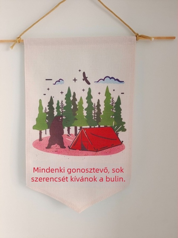 Többszínű háromszög zászlók kempingezéshez, dekoratív zsineg vastag twill anyagból