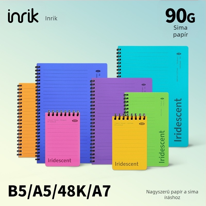 Inrik színes puha spirálfüzet, 48K/A5/B5, diáknak