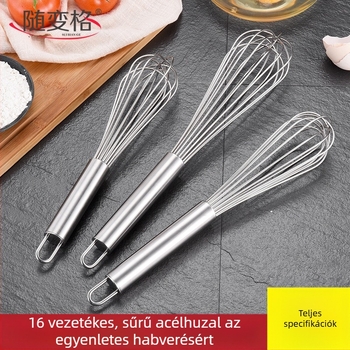 Kézi rozsdamentes acél tojásfelverő, 10 hüvelyk, sütéshez