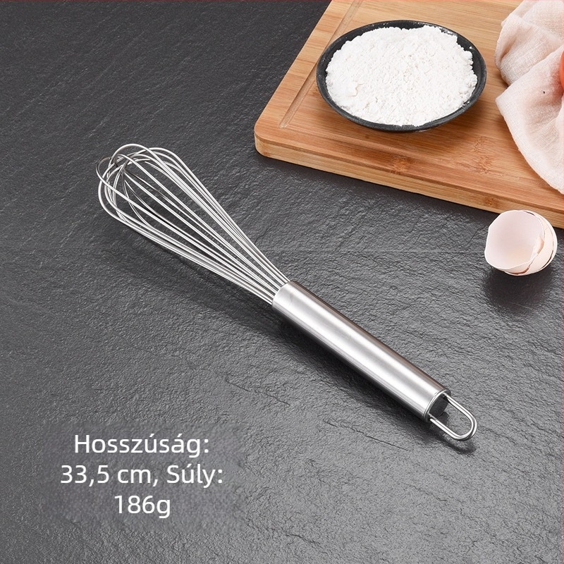 Kézi rozsdamentes acél tojásfelverő, 10 hüvelyk, sütéshez