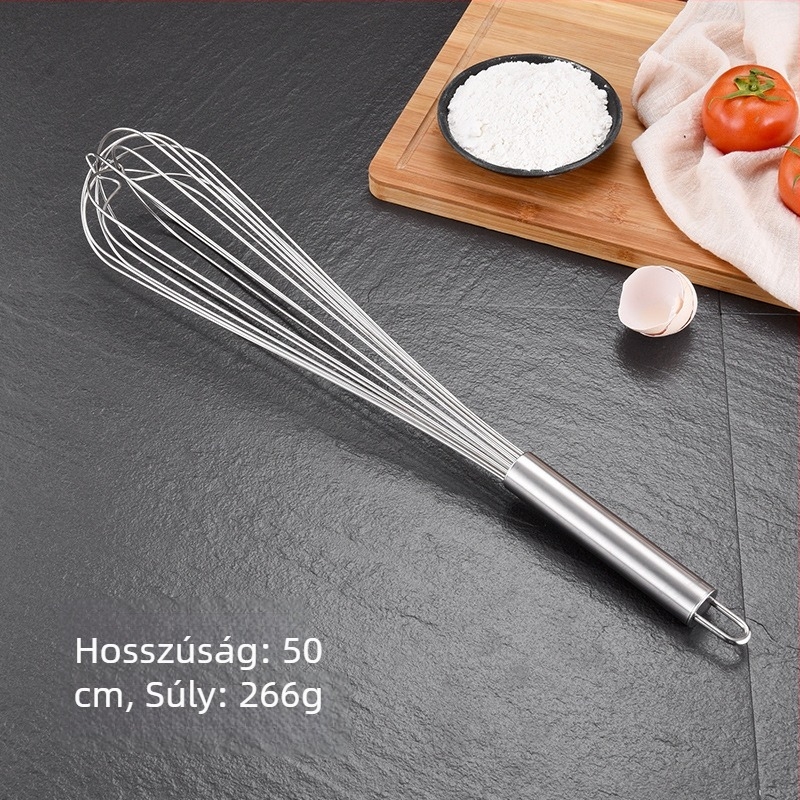 Kézi rozsdamentes acél tojásfelverő, 10 hüvelyk, sütéshez