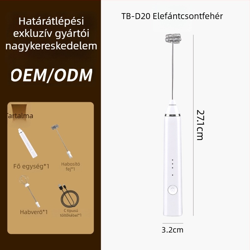 Tölthető kézi tojáskeverő, tejszínhab- és tejhabosító sütéshez