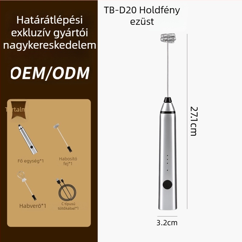 Tölthető kézi tojáskeverő, tejszínhab- és tejhabosító sütéshez