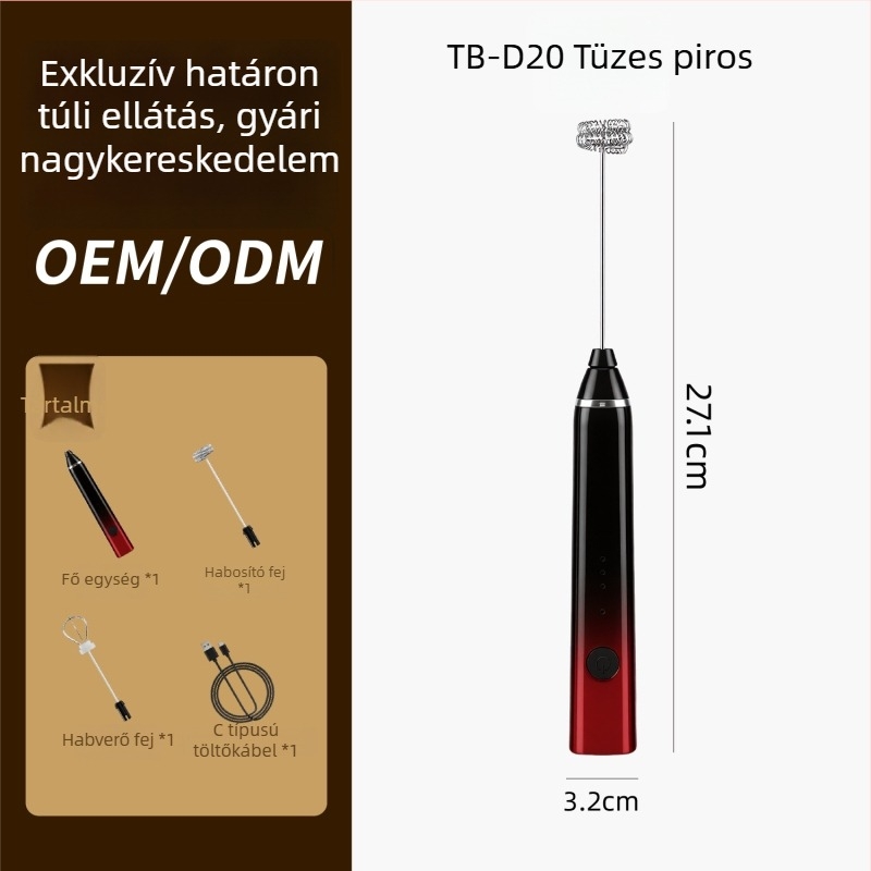 Tölthető kézi tojáskeverő, tejszínhab- és tejhabosító sütéshez