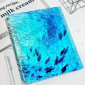 A5-ös négyrekeszes akril kártyaalbum gradient hal mintával és hullámokkal