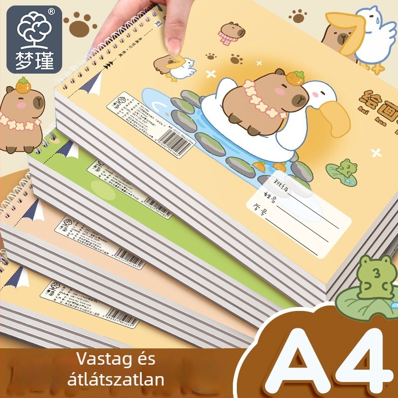 Capybara – Rajzfüzet, A4, spirálkötés, vast papírral, általános és középiskolások számára