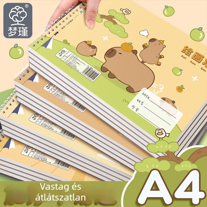 Capybara – Rajzfüzet, A4, spirálkötés, vast papírral, általános és középiskolások számára