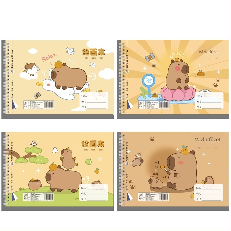 Capybara – Rajzfüzet, A4, spirálkötés, vast papírral, általános és középiskolások számára