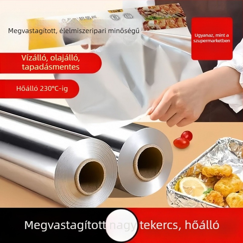 Sűrített élelmiszer-minőségű alumíniumfólia tekercs légsütőhöz és sütőhöz