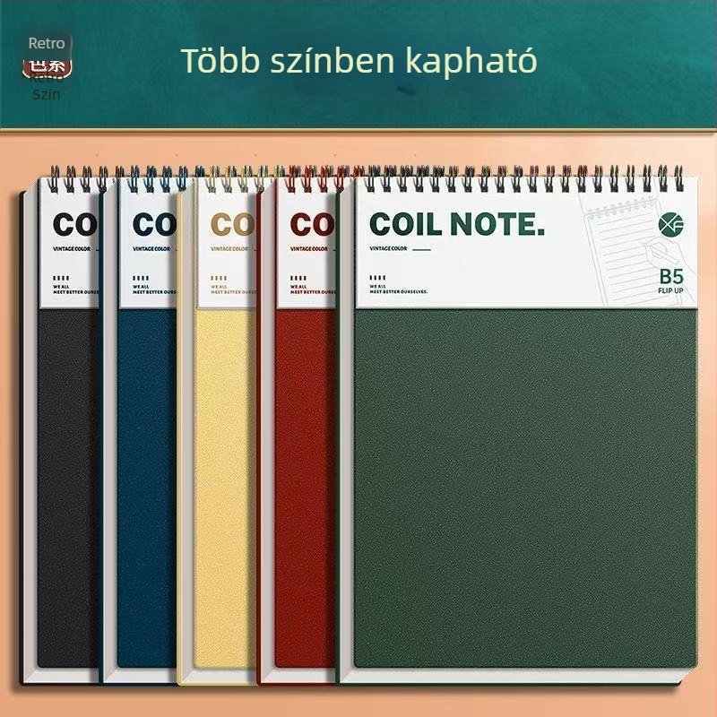 B5 retro spirálfüzet diákoknak, tintaálló, egyszerű és elegáns, levehető lapokkal