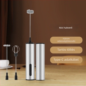 USB-töltéses rozsdamentes acél kézi tojáskeverő, hordozható háztartási mixer, mini tejhabosító