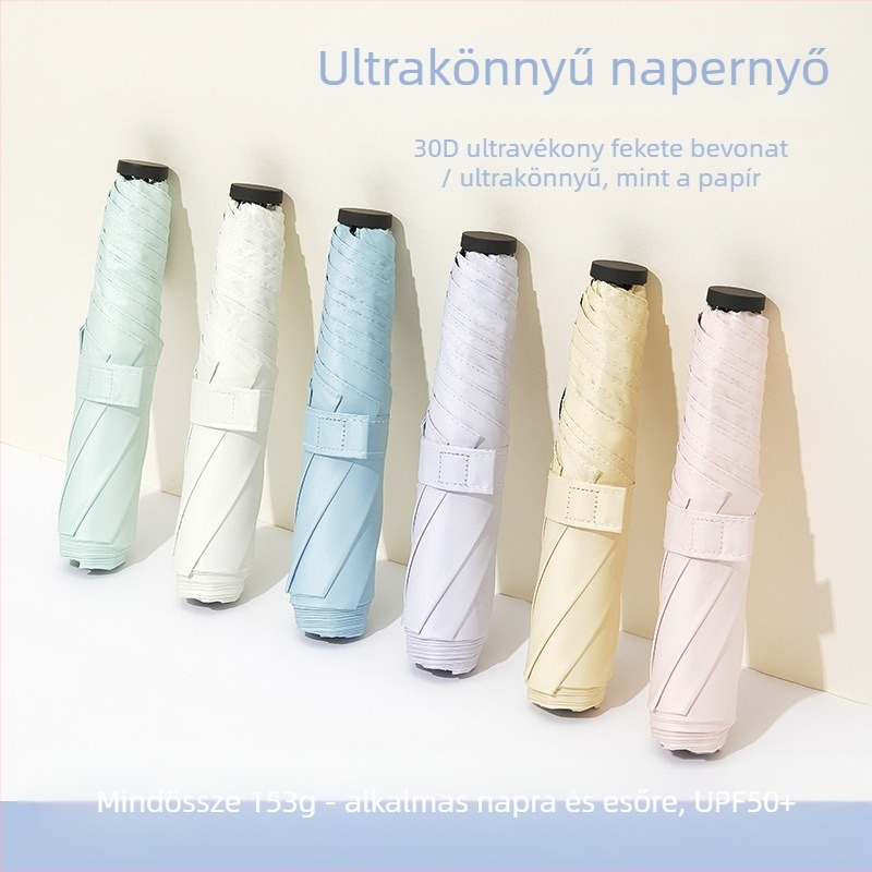 Ultra könnyű napernyő 0,1 kg UV védelem, 6 kar, összecsukható női napernyő, testreszabható reklámnapernyő