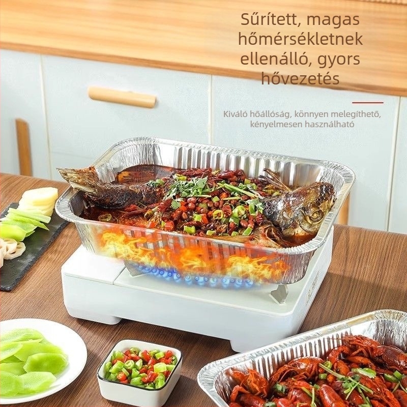 Nagy méretű egyszer használatos alumíniumfóliás tálca grill hal és homár számára, élelmiszer-minőség, magas hőállóság, kültéri használatra