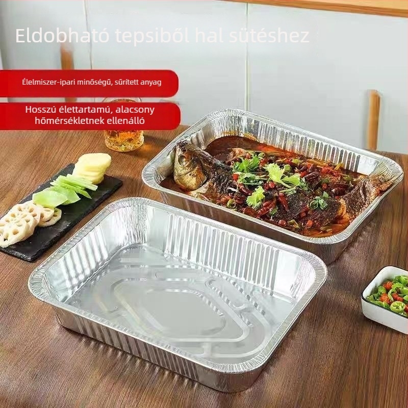 Nagy méretű egyszer használatos alumíniumfóliás tálca grill hal és homár számára, élelmiszer-minőség, magas hőállóság, kültéri használatra